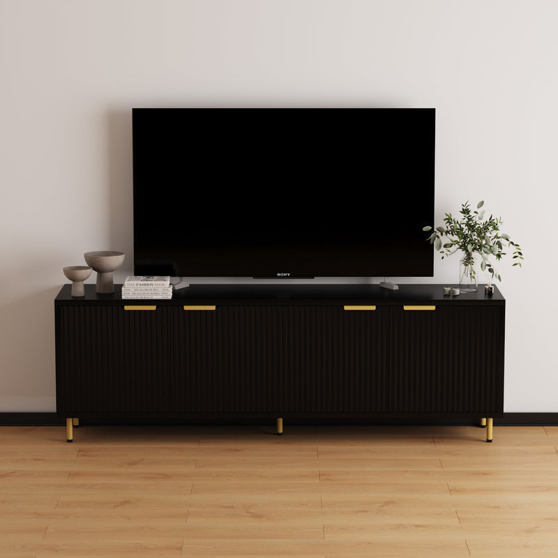 Luna Media Unit in Black styled in a living room