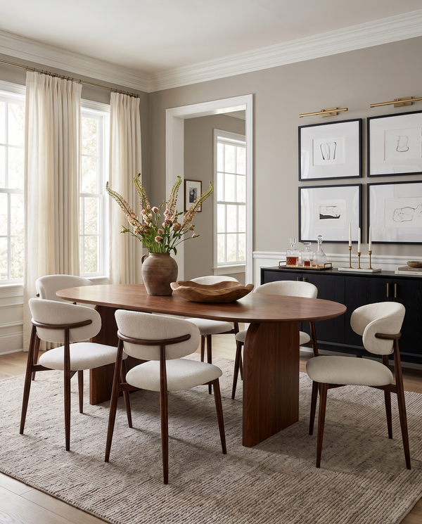 Ace Dining Table in Walnut, styled in a room