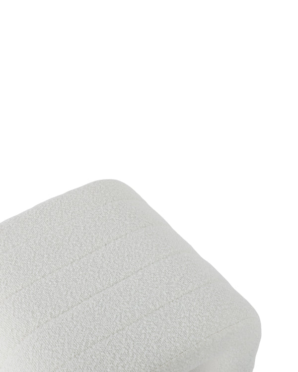 Arc Bench in Fresh Cream, upholstery corner detail
