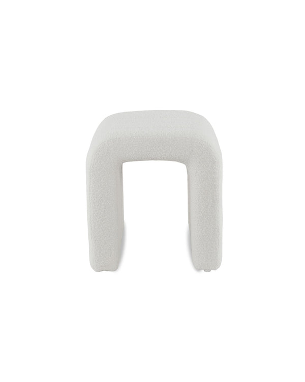 Arc Bench in Fresh Cream boucle, front view
