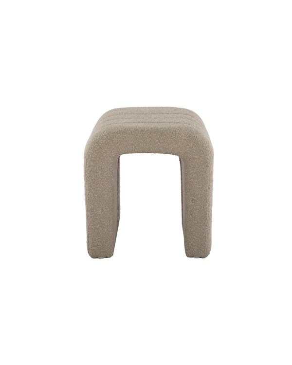 Arc Bench in Hazelnut Cream boucle, front view