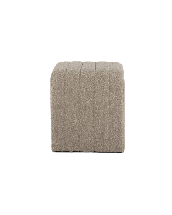 Arc Bench in Hazelnut Cream boucle, side view