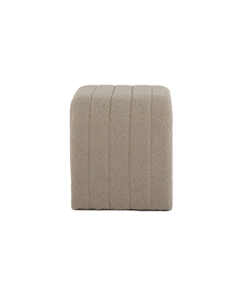 Arc Bench in Hazelnut Cream boucle, side view