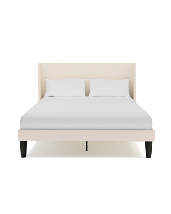 Aura Platform Bed ivory-velvet front