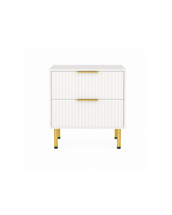 Aykah Cameo Nightstand in Chantilly, front view with one drawer and an open shelf