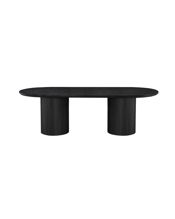 Cydra Dining Table in Slate, 94 inches, front view with fluted base