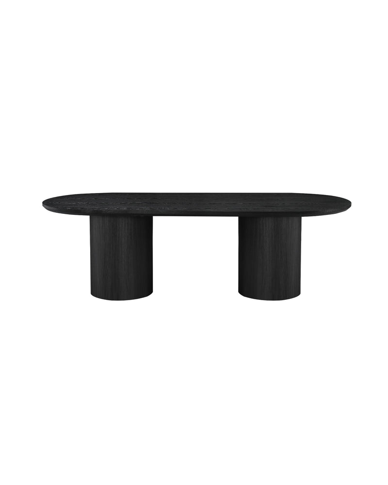 Cydra Dining Table in Slate, 94 inches, front view with fluted base