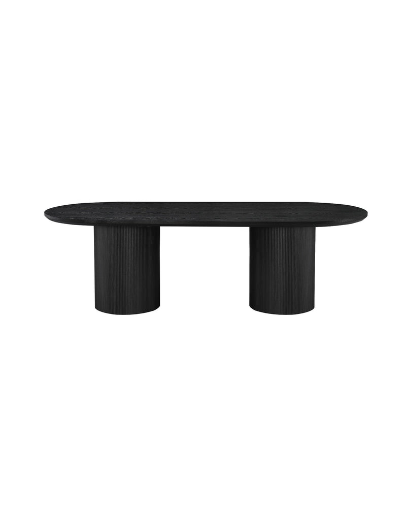 Cydra Dining Table in Slate, 94 inches, front view with fluted base
