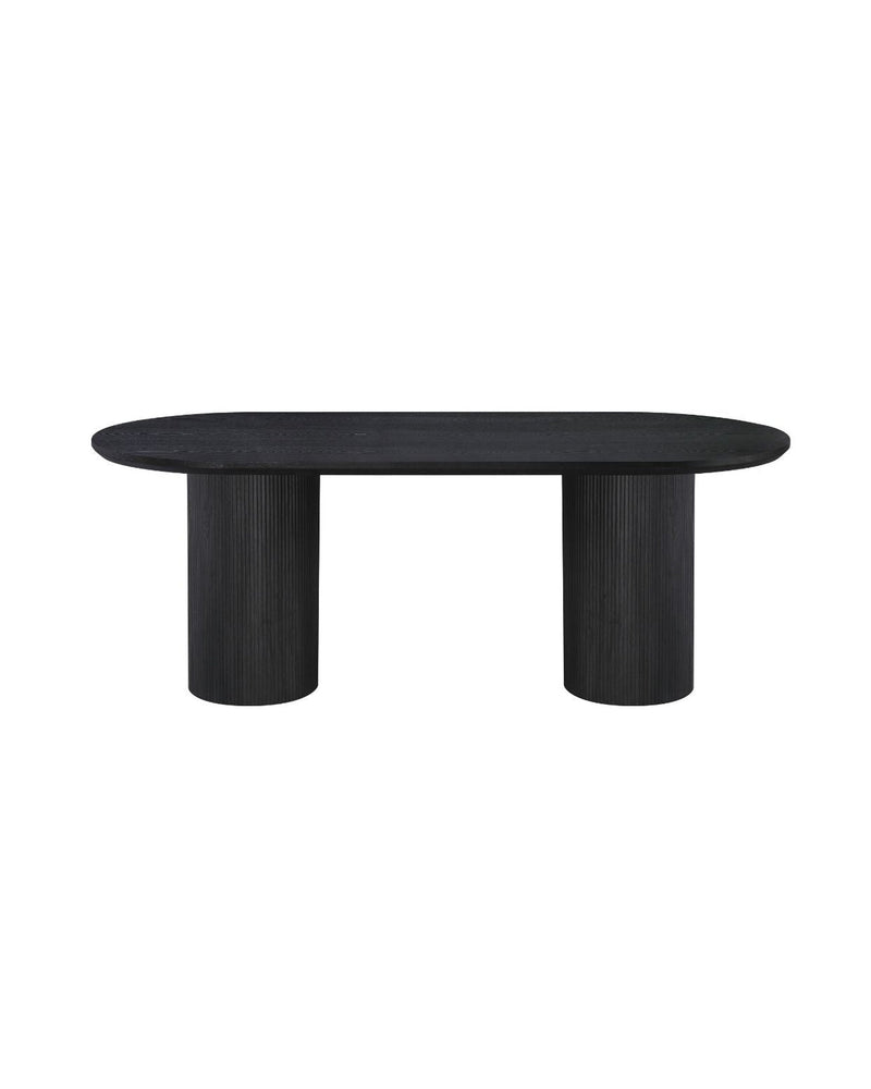 Cydra Dining Table in Slate, 71 inches, front view with fluted base