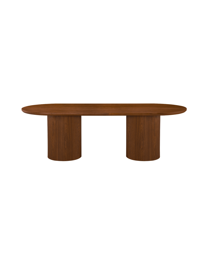 Cydra Dining Table in Walnut, 94 inches, front view with fluted base