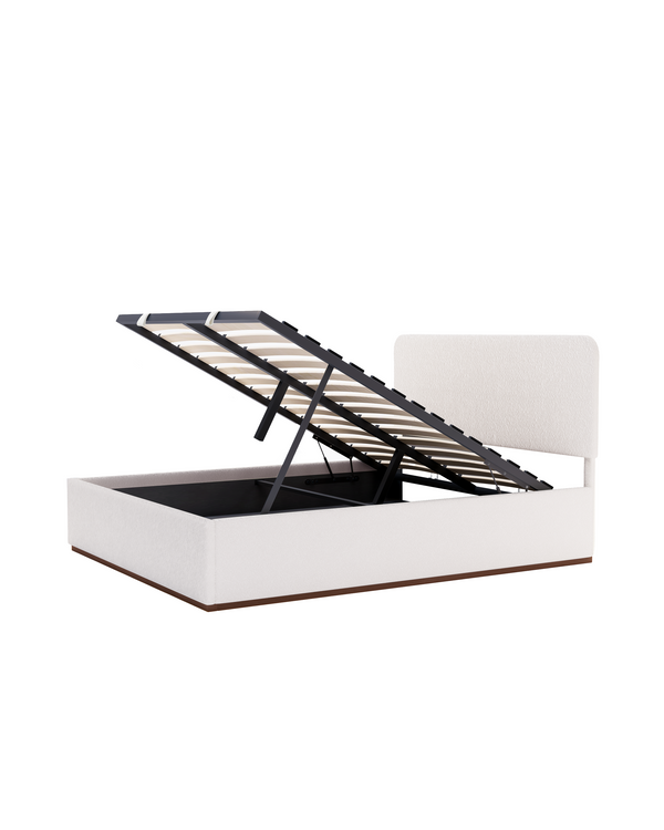 Eira Lift Up Storage Bed cream-marshmallow open