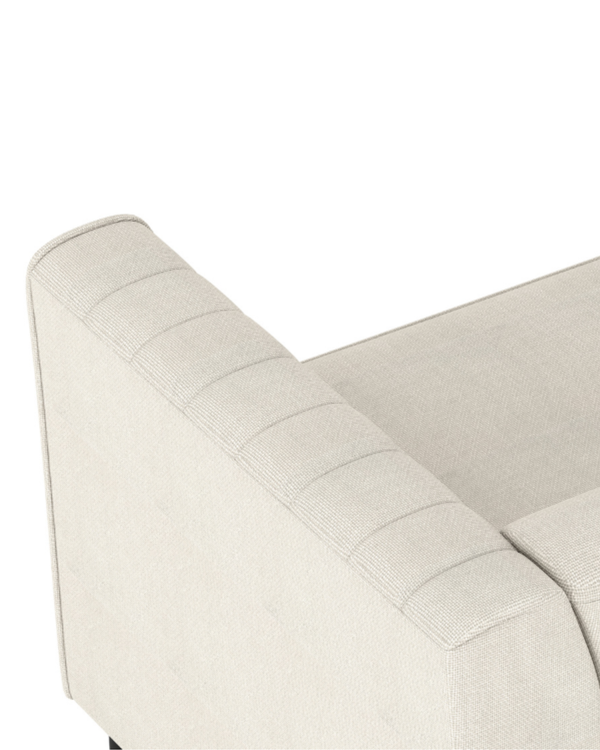 Close-up of the supportive cushions on the Enigma Loveseat in Oat Linen