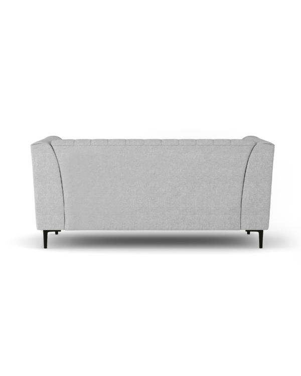 Enigma Loveseat in Oyster, back view showing the finished reverse