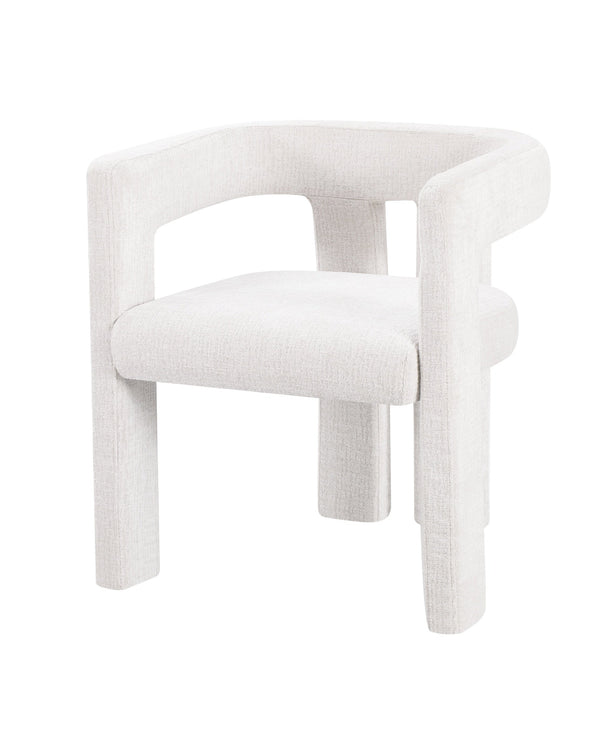 Eris Dining Chair in Natural Linen, three-quarter view with plush cushioned seat