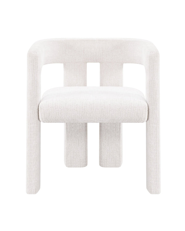 Aykah Eris Dining Chair in Natural Linen, front view with plush cushioned seat
