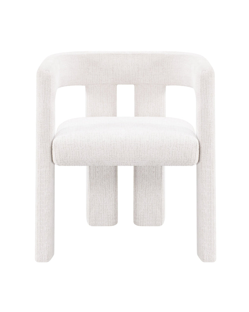 Aykah Eris Dining Chair in Natural Linen, front view with plush cushioned seat