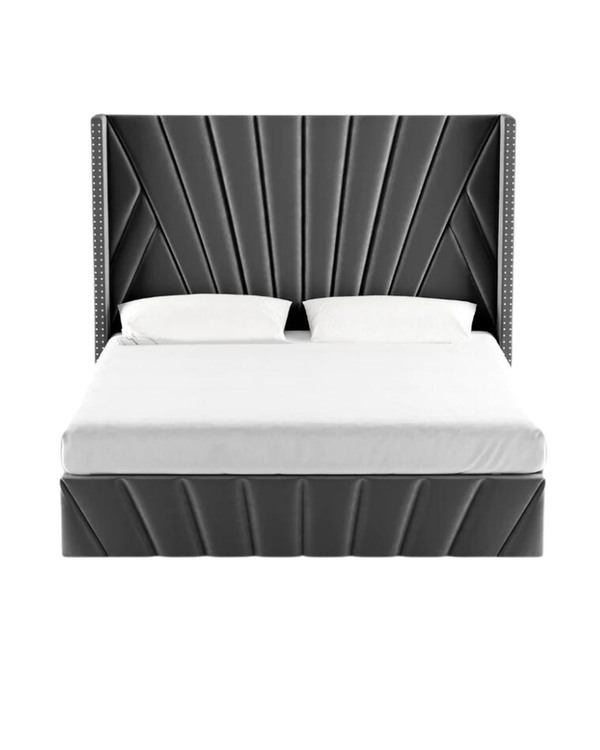 Fez Lift Up Storage Bed in Velvet Smoke, front view