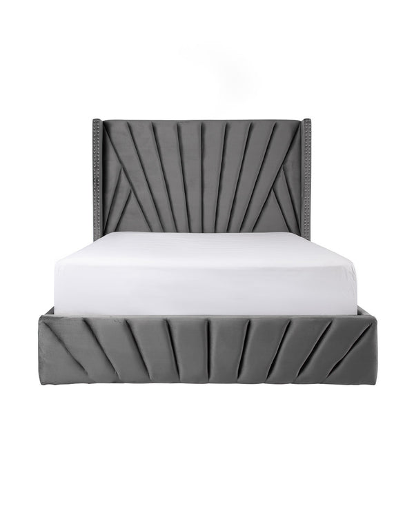 Aykah Fez Lift Up Storage Bed in Velvet Smoke, front view