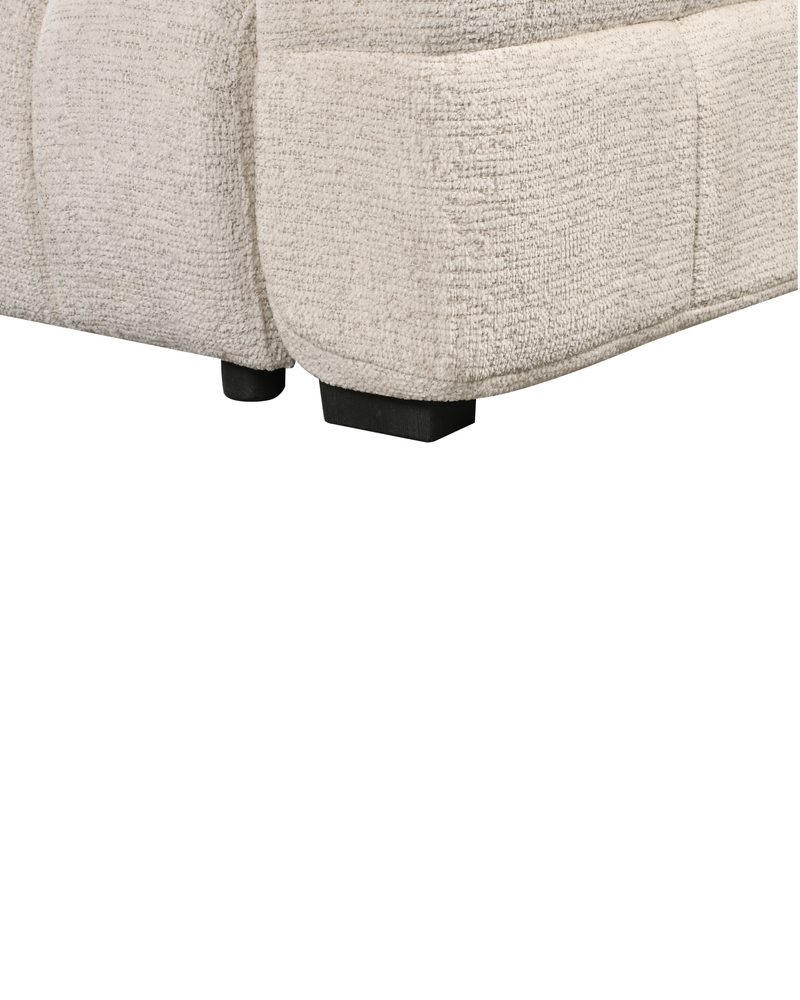 Aykah chenille Harmony Sectional in Ivory Melange, close-up of the seam and stitching