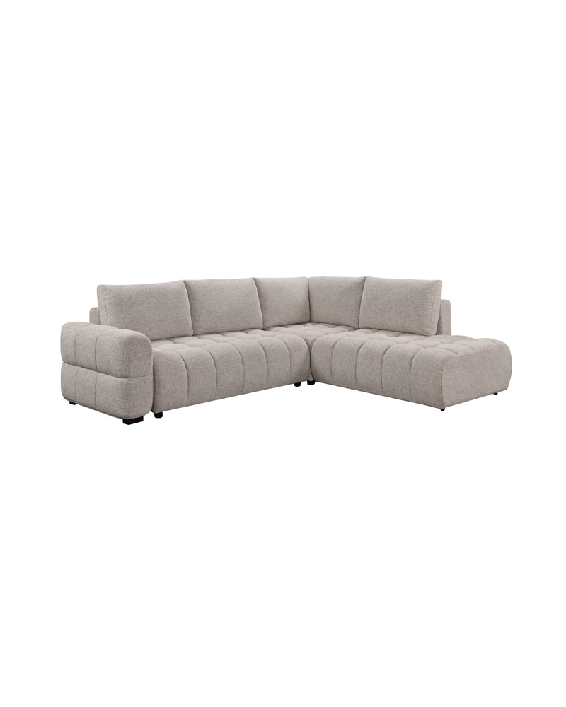 Aykah chenille Harmony Sectional in Oat Tweed, left-facing, three-quarter view