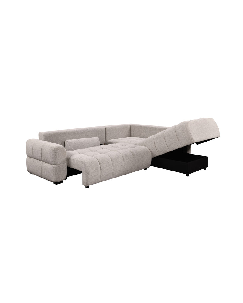 Aykah chenille Harmony Sectional in Oat Tweed, close-up of the fabric texture