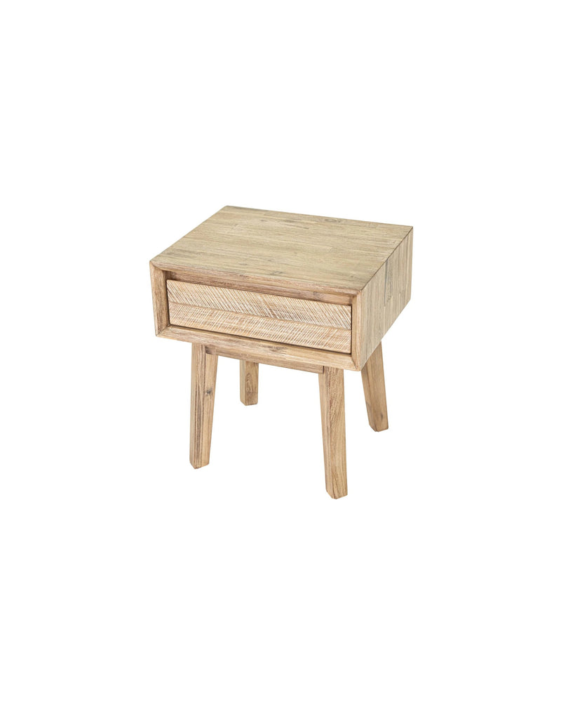 Homestead 1 Drawer Nightstand in Light Driftwood, three-quarter view (view 3)
