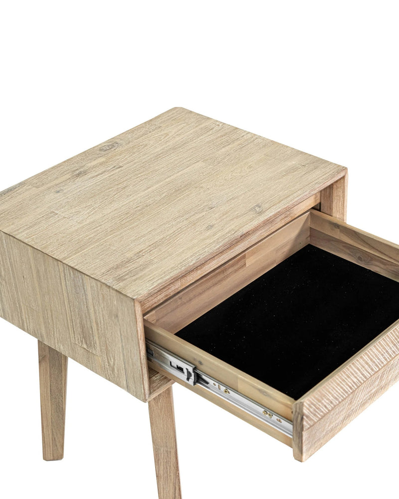 Homestead 1 Drawer Nightstand in Light Driftwood, three-quarter view (view 5)