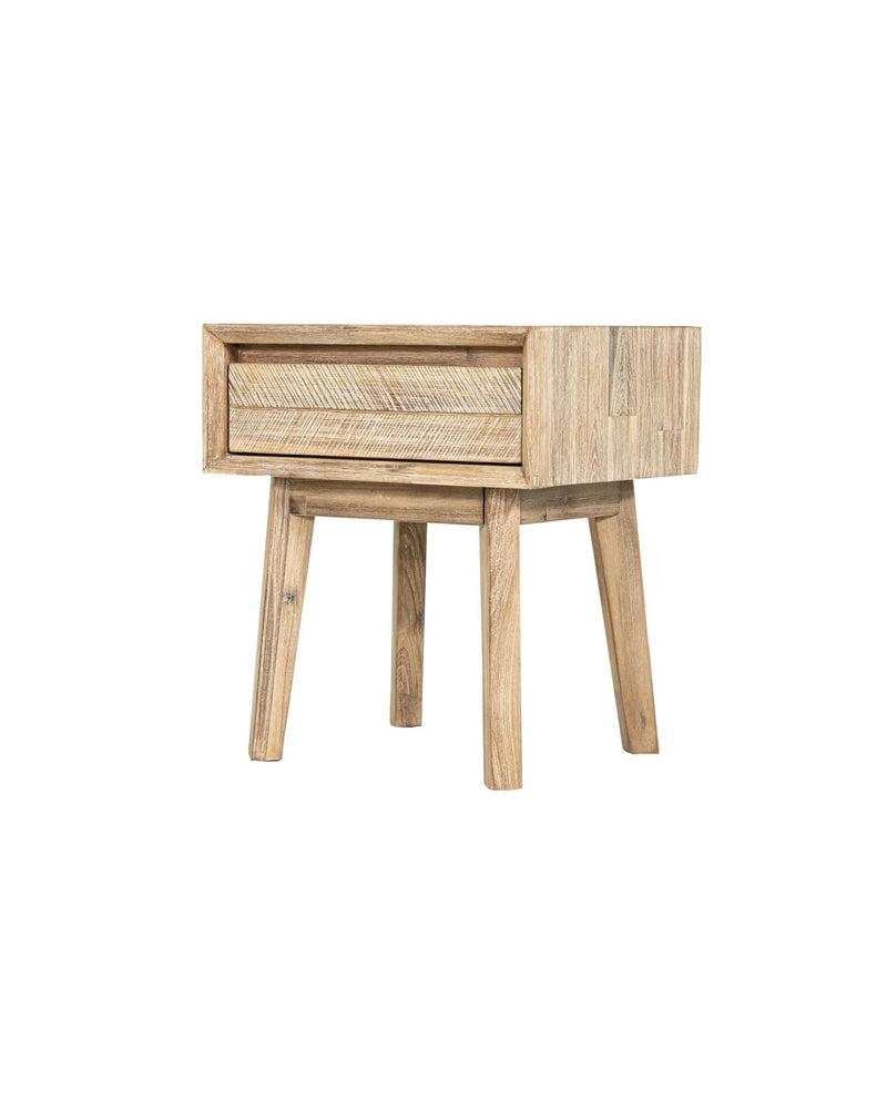 Homestead 1 Drawer Nightstand in Light Driftwood, three-quarter view