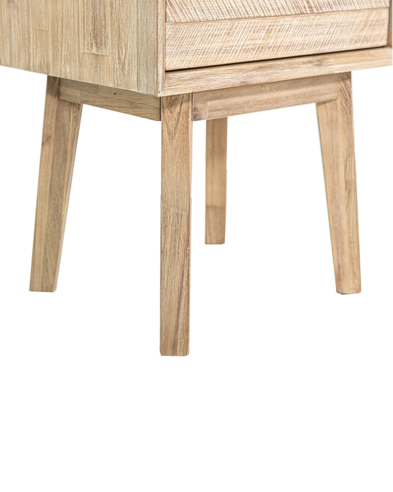 Homestead 1 Drawer Nightstand in Light Driftwood, close-up of the acacia wood grain