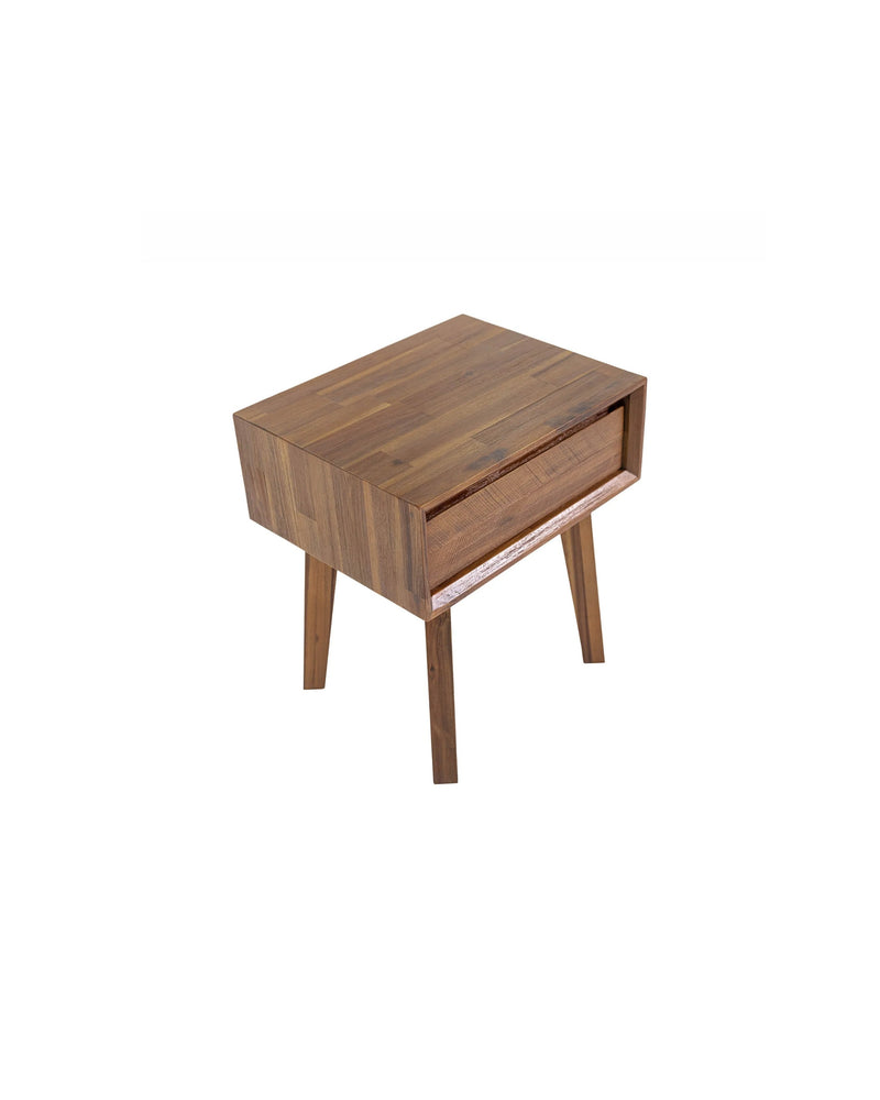 Homestead 1 Drawer Nightstand in Warm Pecan, three-quarter view (view 4)