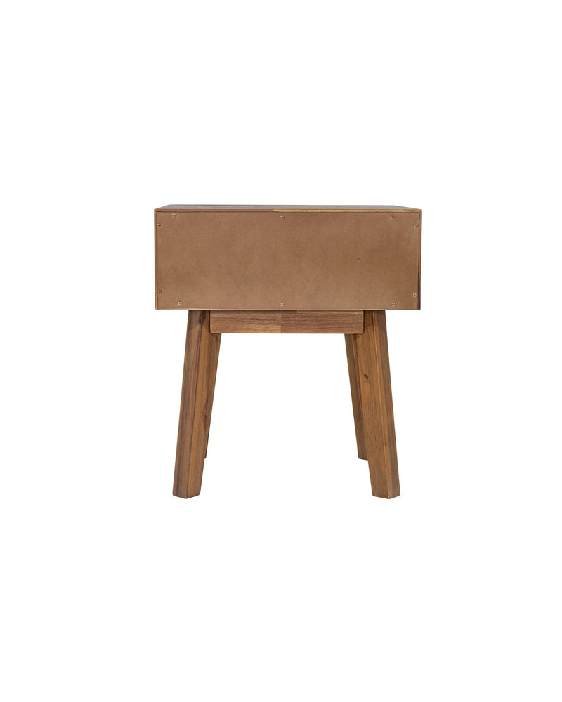 Homestead 1 Drawer Nightstand in Warm Pecan, back view showing the finished reverse