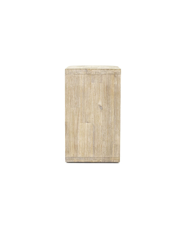 Homestead C-Shaped Side Table in Light Driftwood, rear view