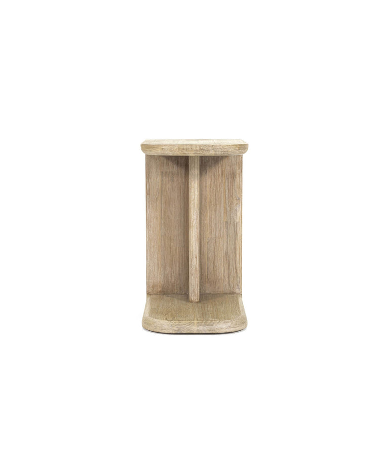 Homestead C-Shaped Side Table in Light Driftwood, front view