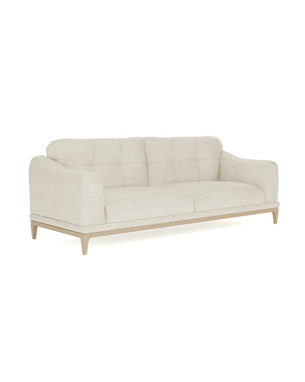 Upholstered Juno Sofa, three-quarter view showing seat depth