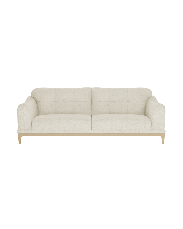 Aykah upholstered Juno Sofa, front view with grid-tufted back