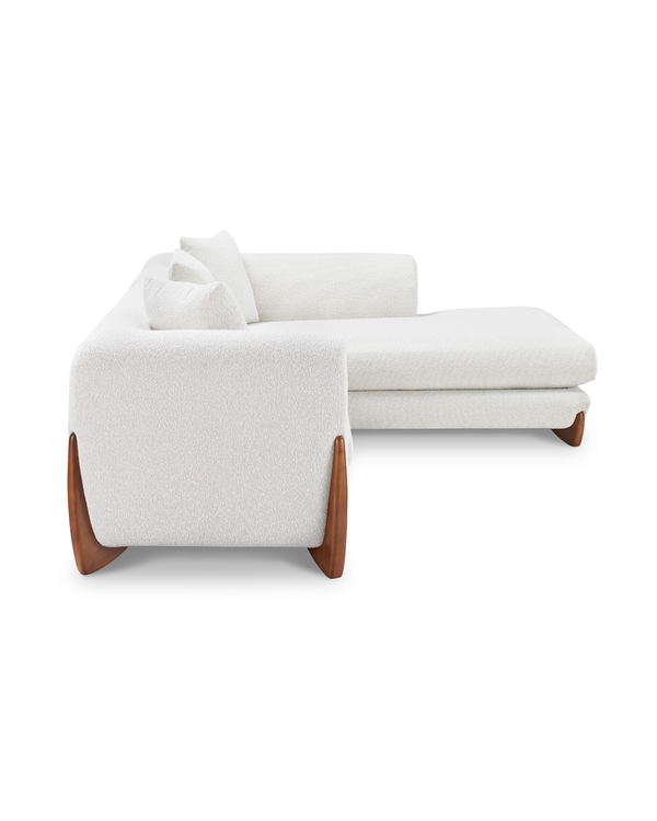 Bouclé Kova Sectional sectional sofa, side profile showing frame depth