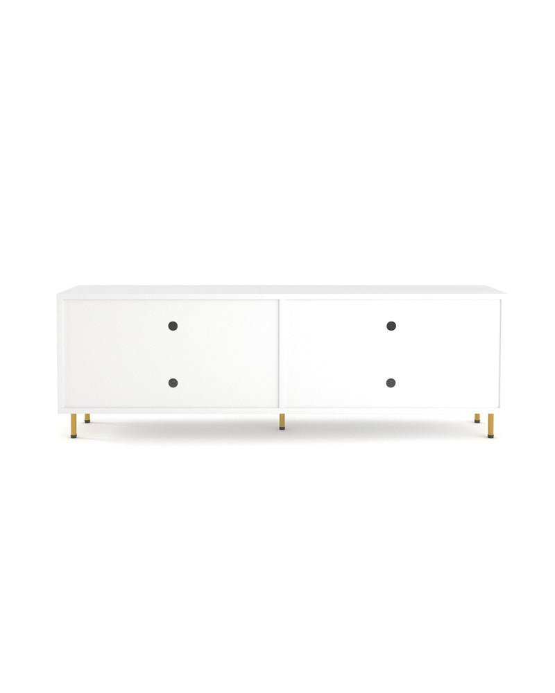 Luna Media Unit in Chantilly, side profile showing the fluted doors