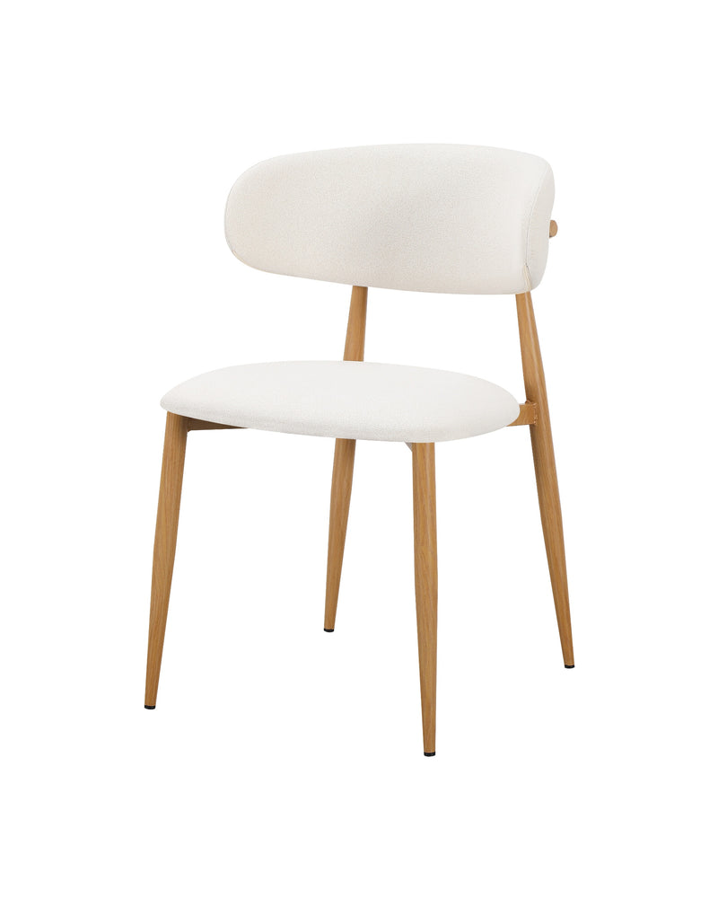 Mabel Dining Chair in Almond Cream with Oak, three-quarter view