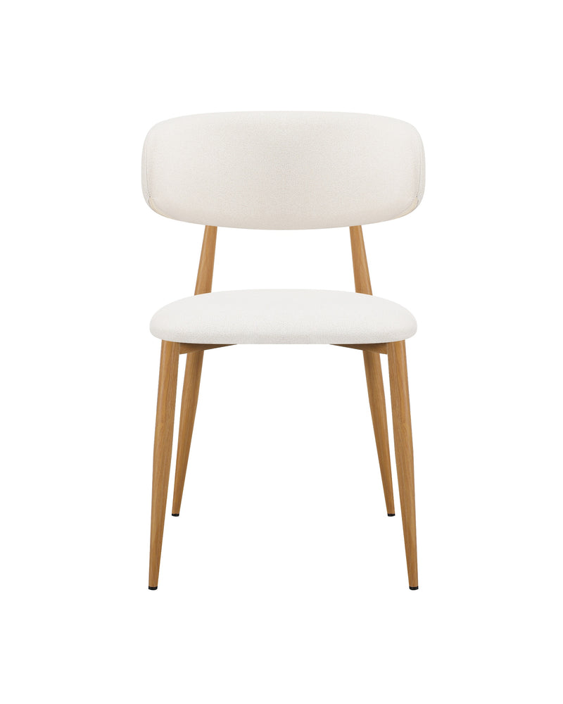 Mabel Dining Chair in Almond Cream with Oak, front view