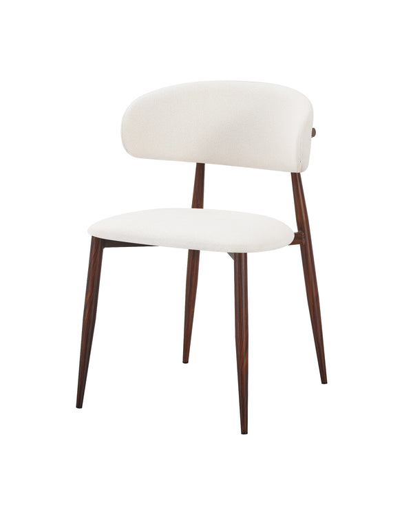Mabel Dining Chair in Almond Cream with Walnut, three-quarter view