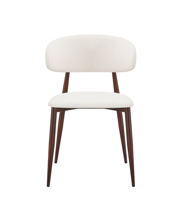 Mabel Dining Chair in Almond Cream with Walnut, front view