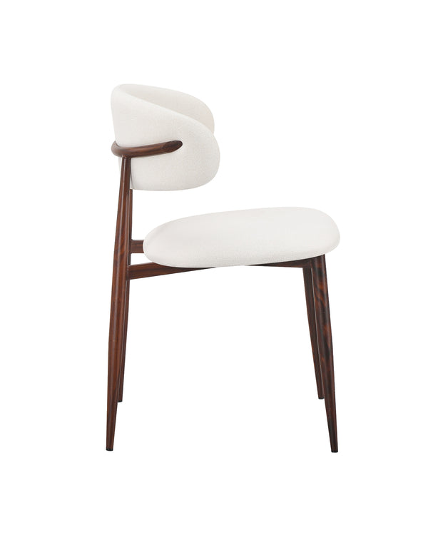 Mabel Dining Chair in Almond Cream with Walnut, side view