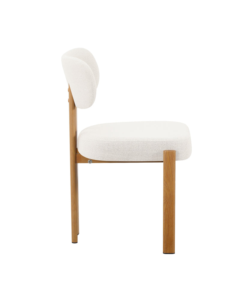 Mirae Dining Chair in Almond Cream with Oak, side view