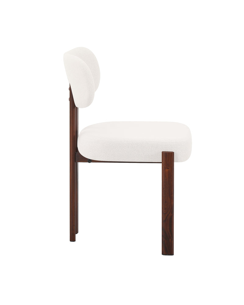 Mirae Dining Chair in Almond Cream with Walnut, side view