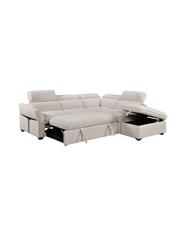 Ollie Sectional right-facing with the sleeper pulled out