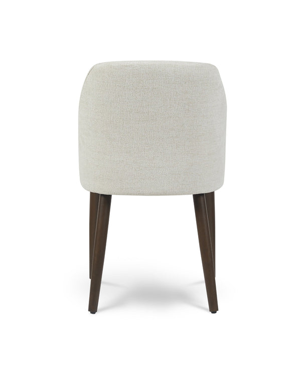 Raya Dining Chair in Cashmere Cream, back view showing the finished reverse