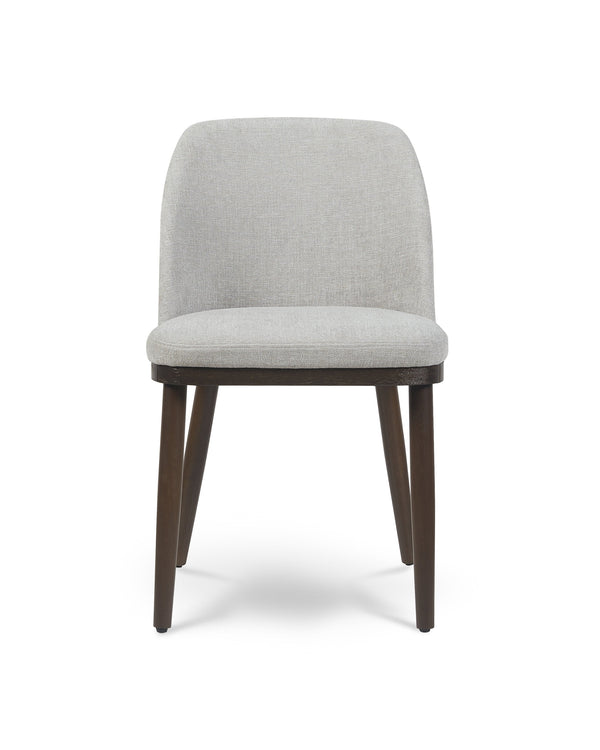 Raya Dining Chair in Earl Grey, front view with curved back