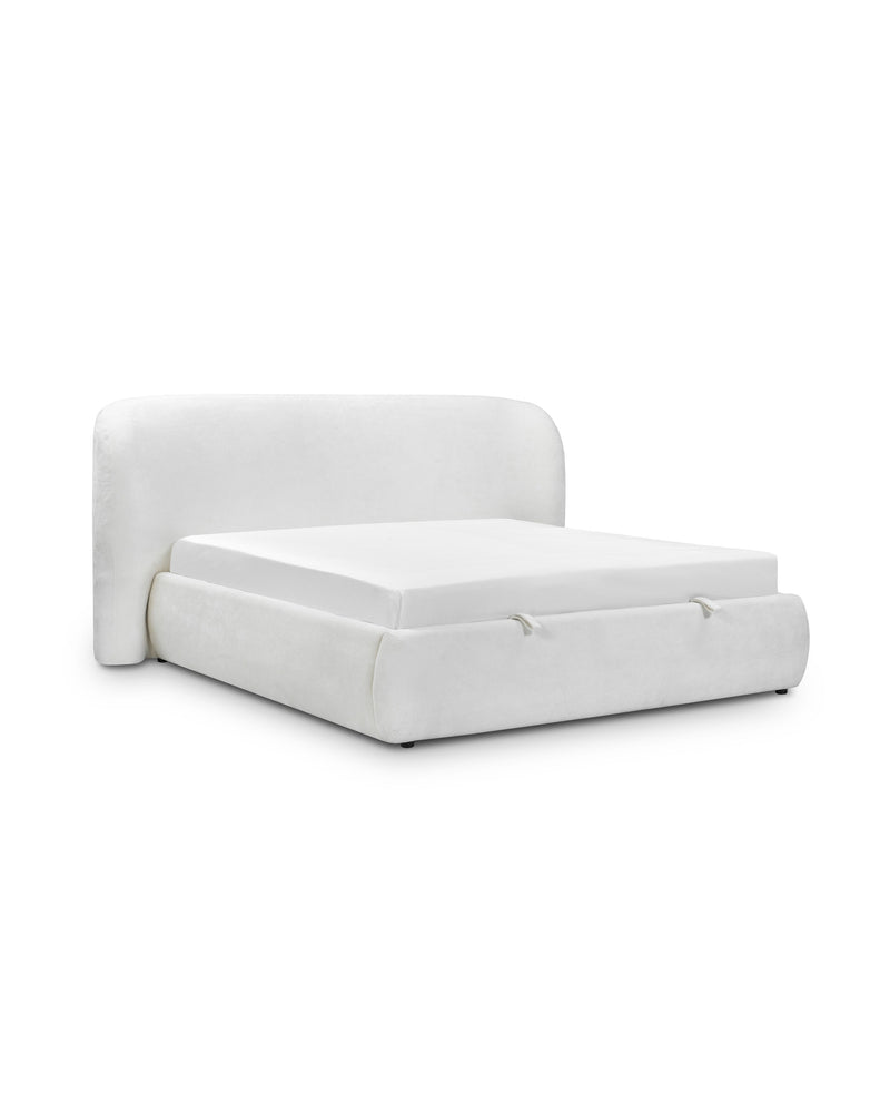 Aykah upholstered Retreat Bed in Chantilly, three-quarter view