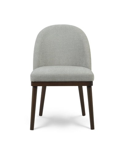 Aykah upholstered Saville Dining Chair in Earl Grey, front view with high arched back