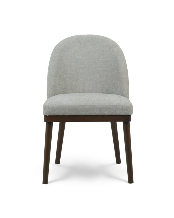 Aykah upholstered Saville Dining Chair in Earl Grey, front view with high arched back